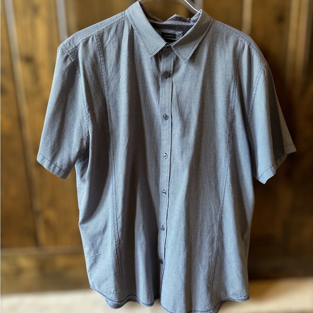 Prana Men's Black and White Checkered Short Sleeve Shirt